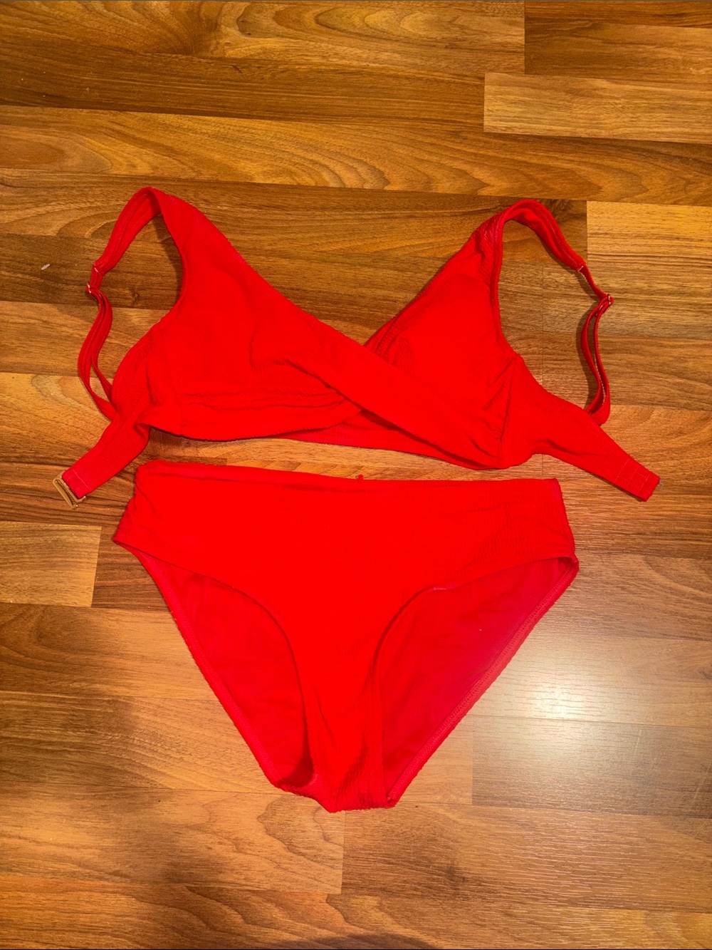 Sea Level Swim Red Textured Bikini Set - Women Bikini